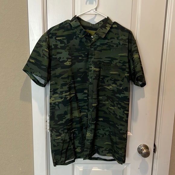 Men’s Camo Button Up Shirt “Warrior Official” - Picture 1 of 3